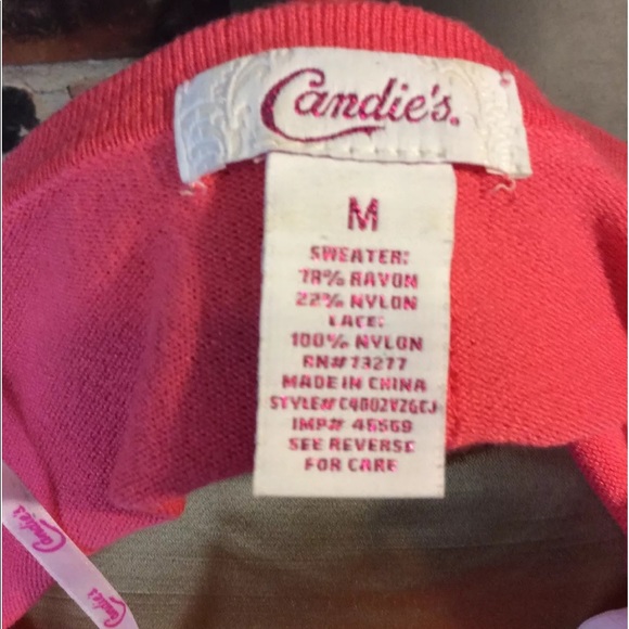 🔴 Candie’s Lace Trim Sweater Buttons Down Back - Picture 5 of 6
